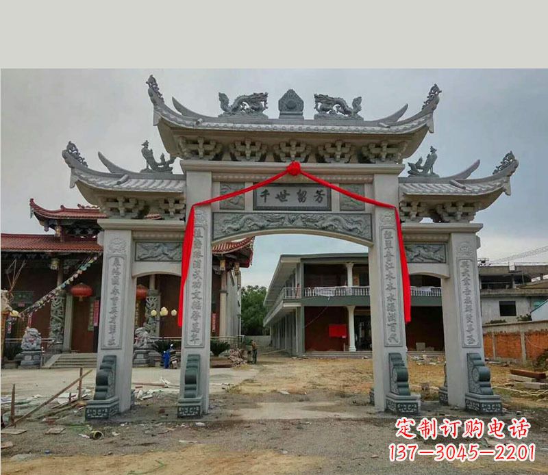 威海以传统工艺为源的独特牌坊石雕