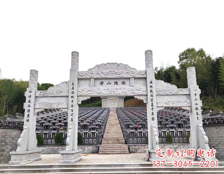 威海精致雕刻的三门石牌坊雕塑