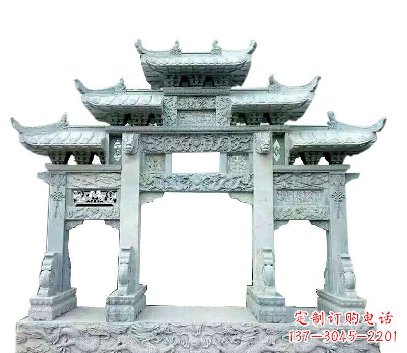 威海中领雕塑仿古牌坊石雕定制