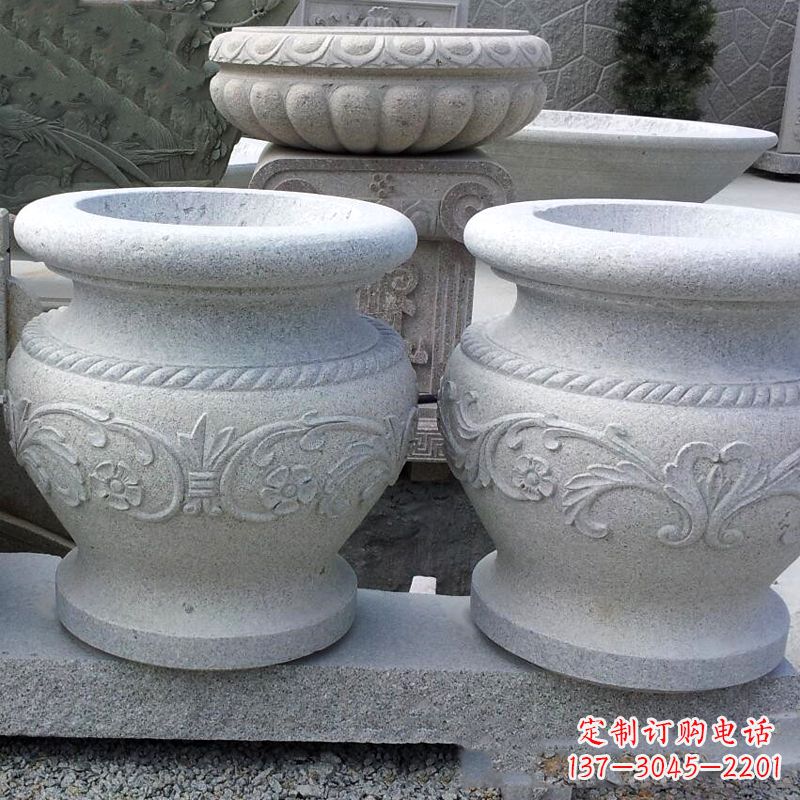 威海砂岩花盆石雕,搭配室内装饰空间