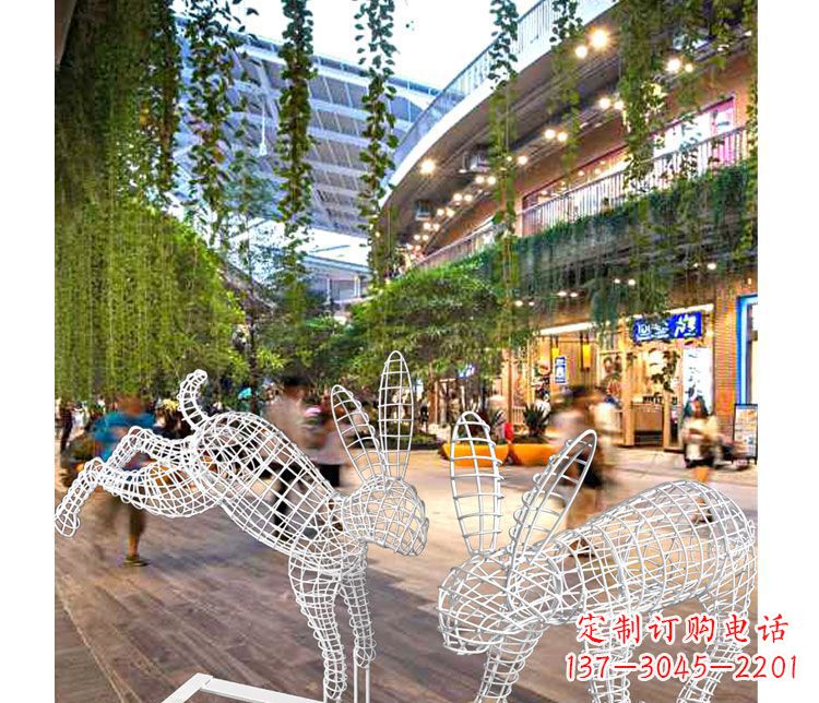 威海商场休闲镂空兔子不锈钢雕塑
