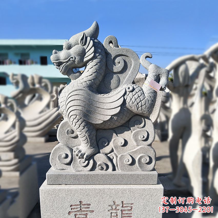威海造型独特的上古四灵之青龙砂岩石雕塑