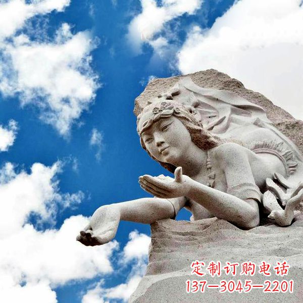 威海神话人物精卫填海石雕像