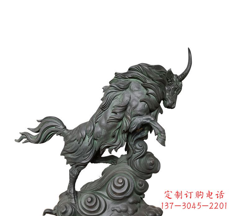 威海神牛踏波绸缎精美铜雕
