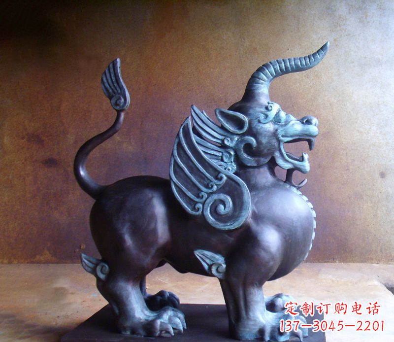 威海传承中国神兽文化的独角兽铜雕塑