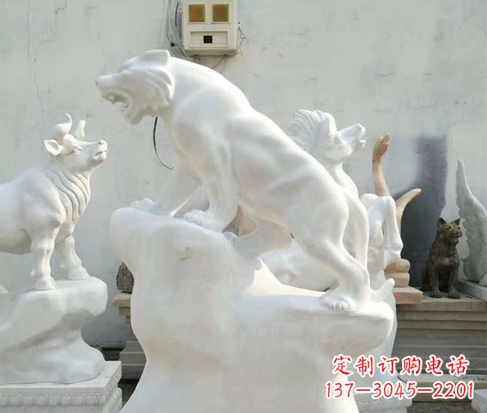 威海中领雕塑:汉白玉老虎雕塑