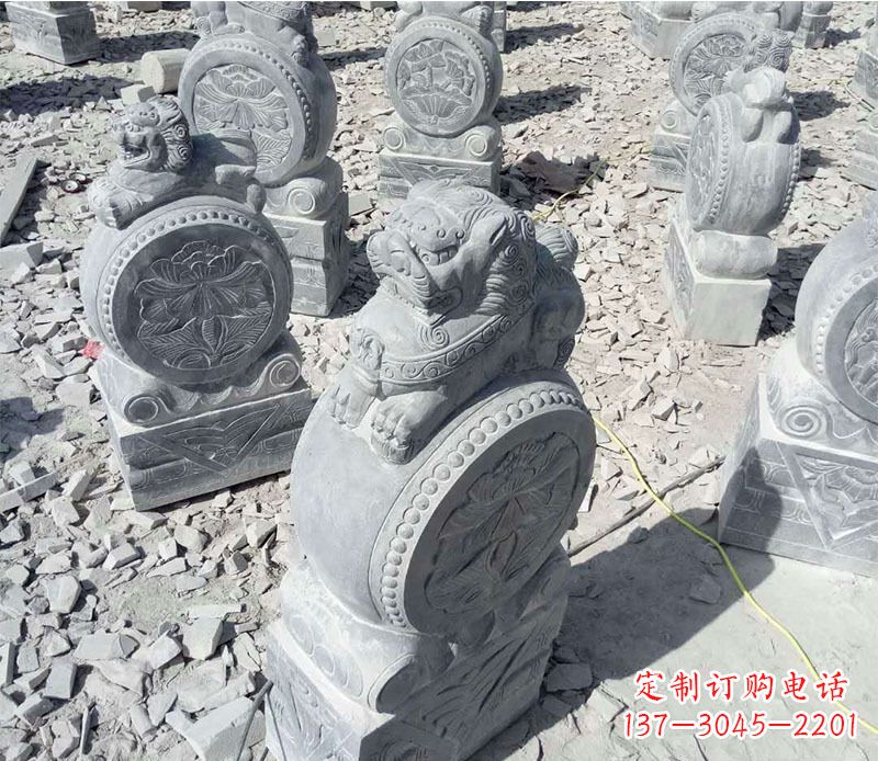 威海狮子抱鼓石招财门墩石雕,尊贵大气典雅