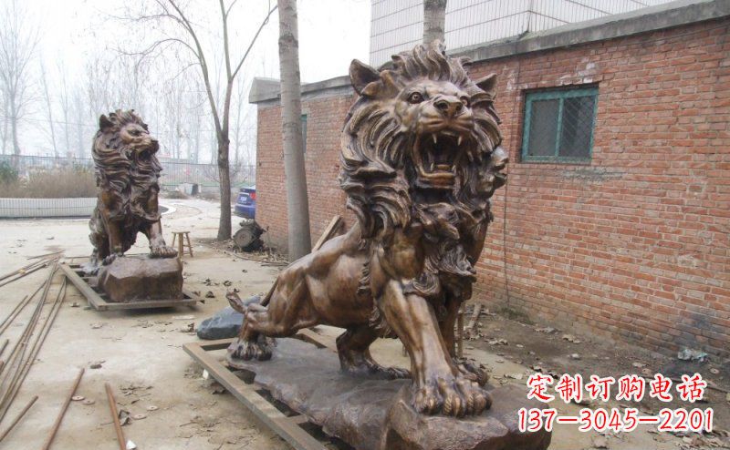 威海狮子企业动物铜雕