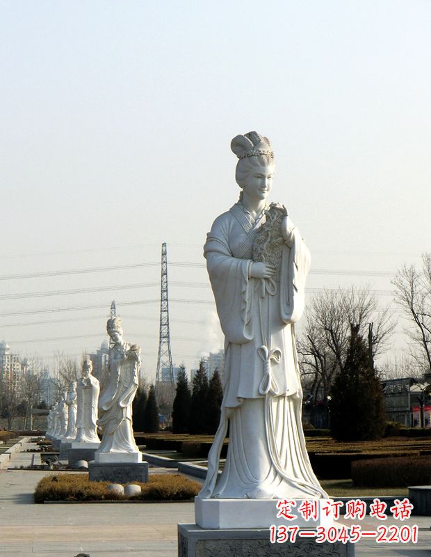 威海十二花神汉白玉古代美女石雕像