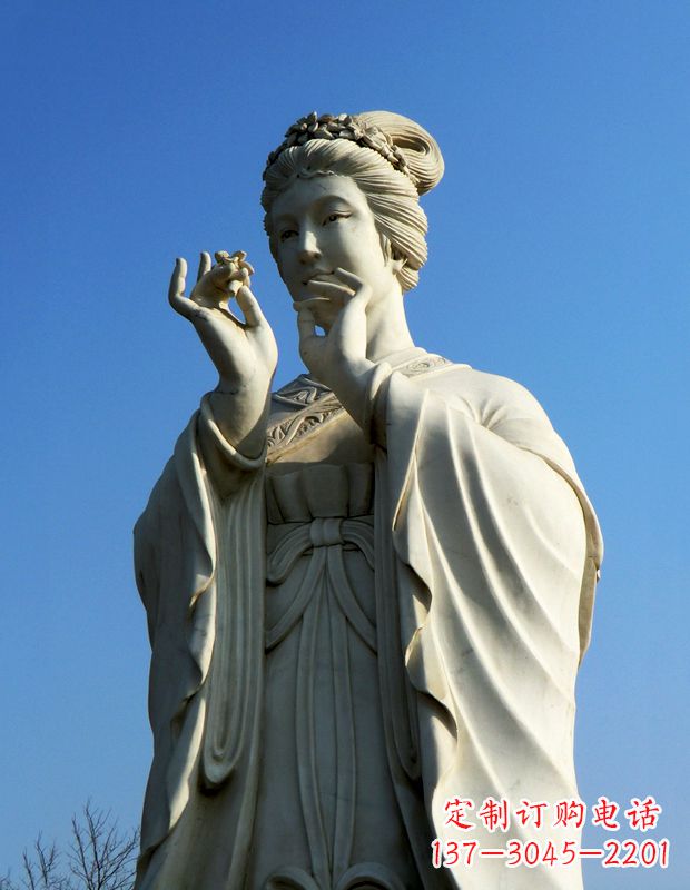 威海十二花神之二月杏花阮文姬汉白玉古代美女雕像