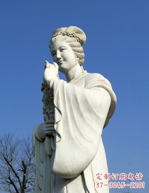 威海十二花神之三月桃花息夫人汉白玉古代美女雕像
