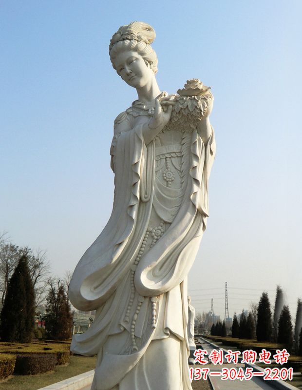 威海十二花神之四月牡丹杨玉环汉白玉古代美女雕像