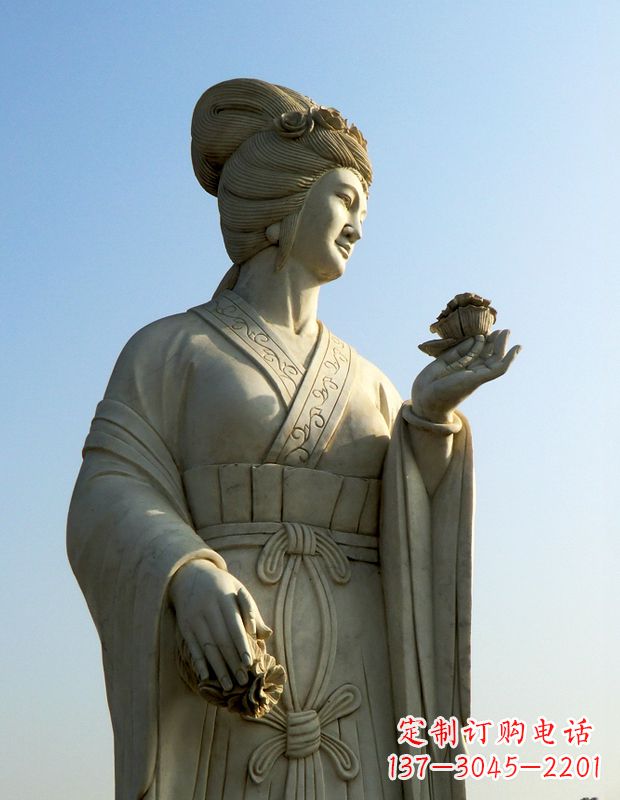 威海十二花神之十月芙蓉花花蕊夫人汉白玉古代美女雕像