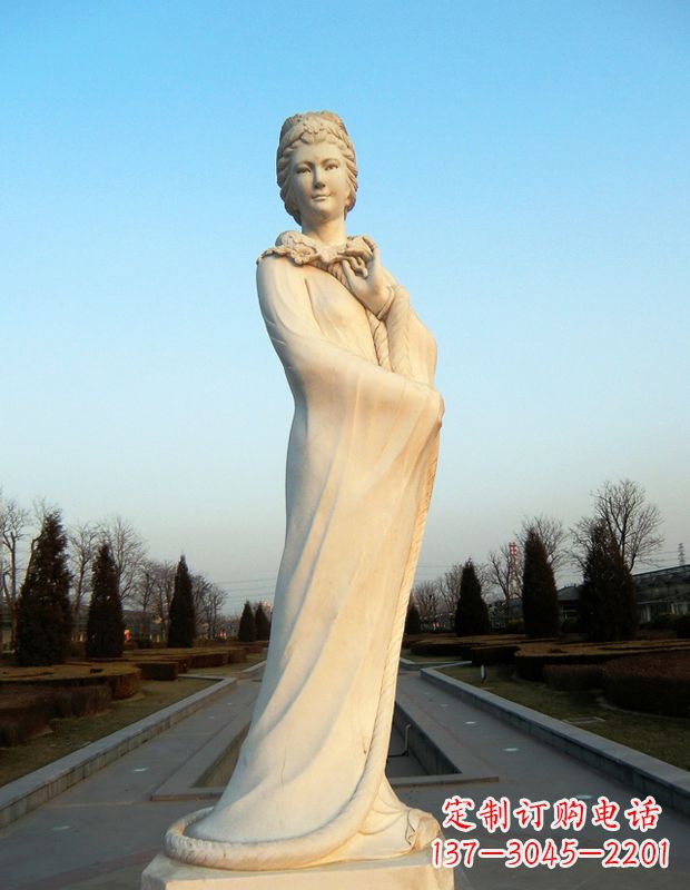 威海十二花神之一月梅花寿阳公主汉白玉古代美女雕像