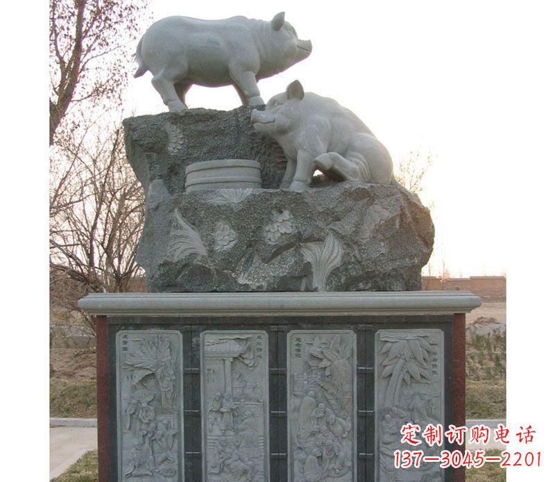 威海十二生肖猪石雕——质地原生态传承千年文化