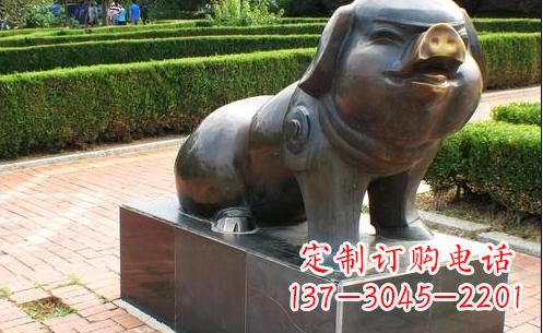 威海古典中国十二生肖猪铜雕塑