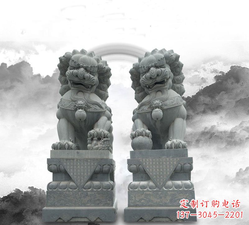 威海石雕大理石狮子雕塑——定制精品雕塑