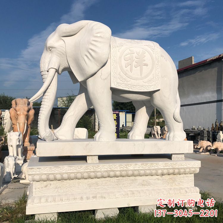 威海现代工艺石雕大象雕塑