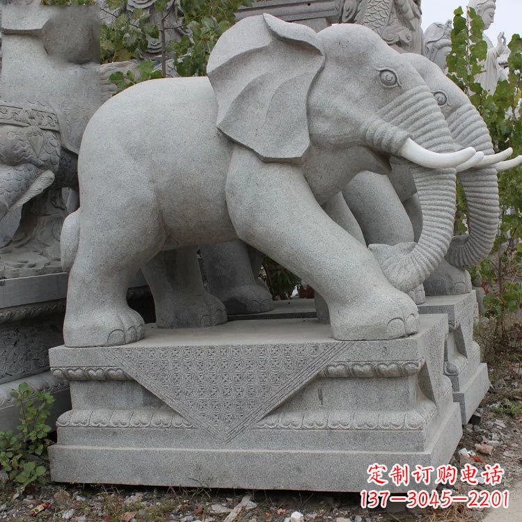 威海石雕大象园林雕塑