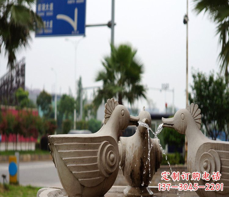 威海石雕动物喷泉雕塑