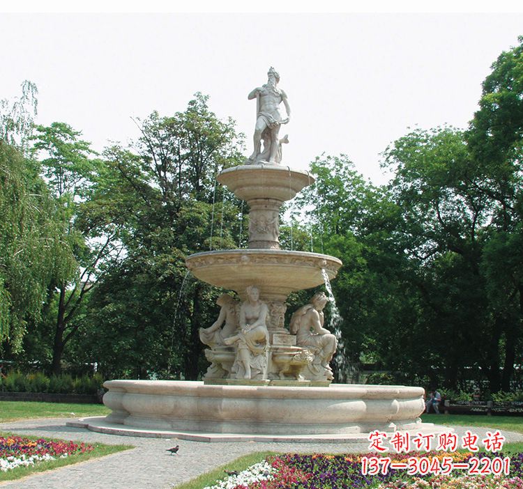 威海石雕跌水喷泉塑型,给园林增添美感