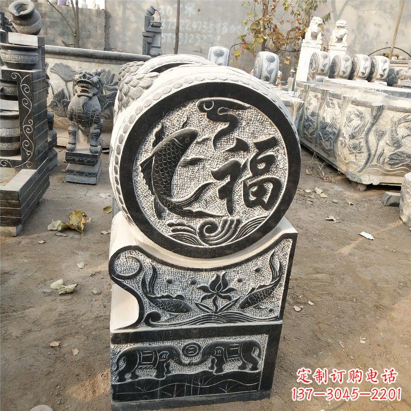 威海一流仿古抱鼓门墩石雕塑