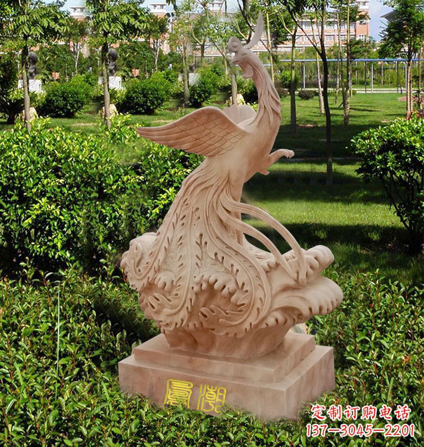 威海石雕凤凰吉祥鸟 公园祥瑞神兽雕塑