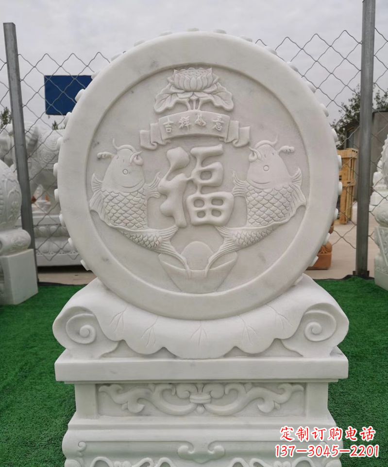 威海石雕福字抱鼓石门墩