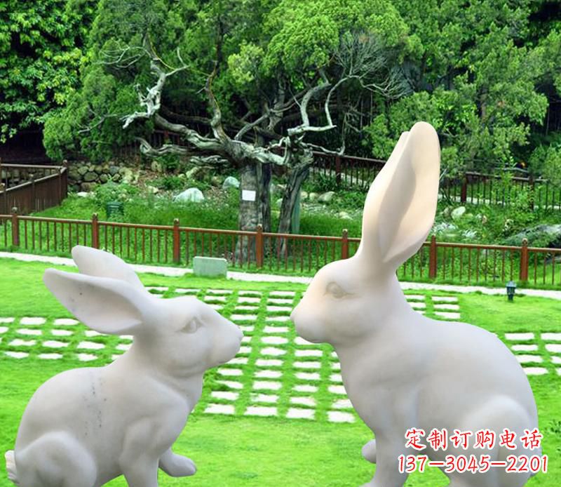 威海石雕公园动物兔子摆件