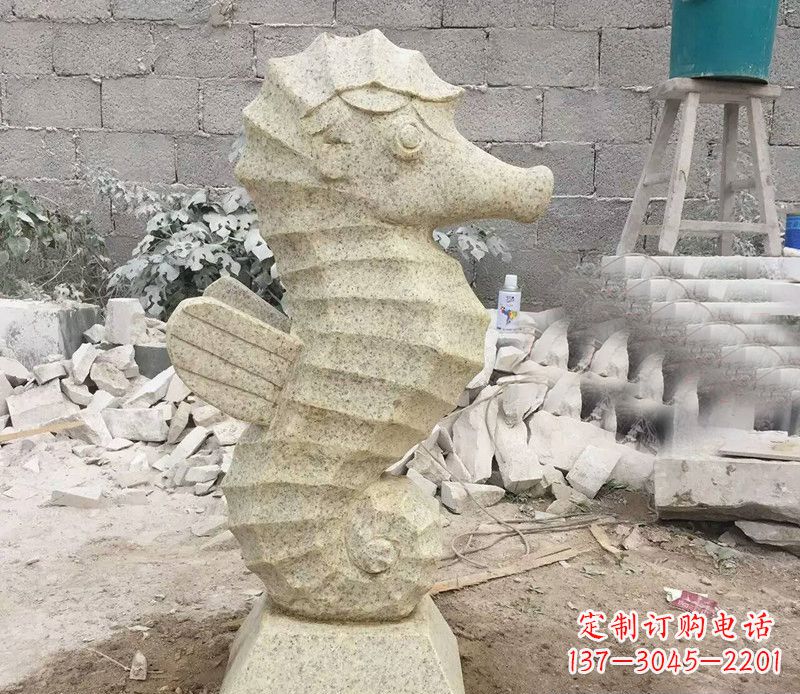 威海石雕公园动物海马摆件