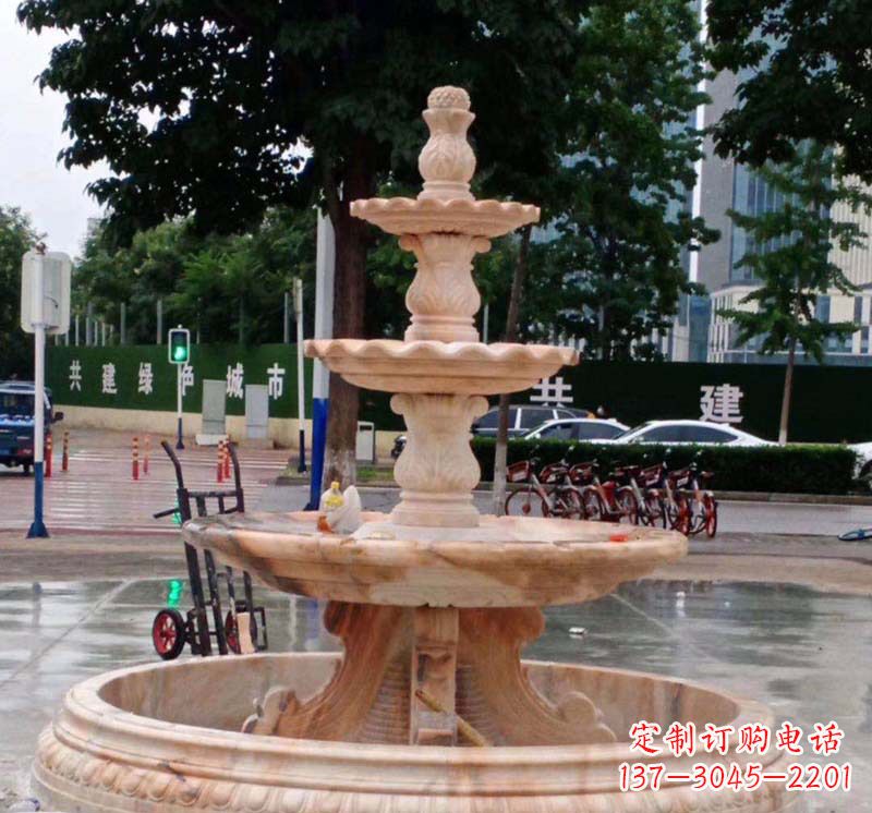 威海石雕喷泉钵,非凡水景体验