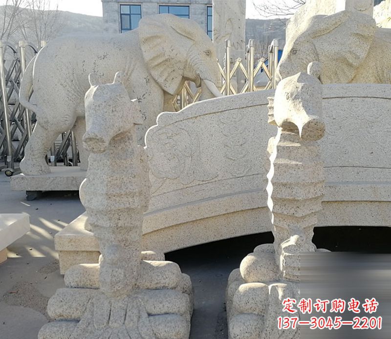 威海中领雕塑海马石雕静谧可爱
