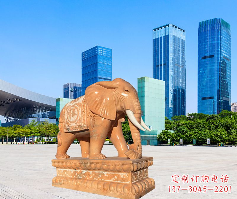威海大象雕塑,现代大象喷水雕塑,营造雅致优雅氛围