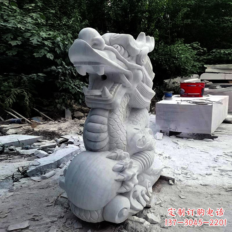 威海精美石雕龙首喷水雕塑