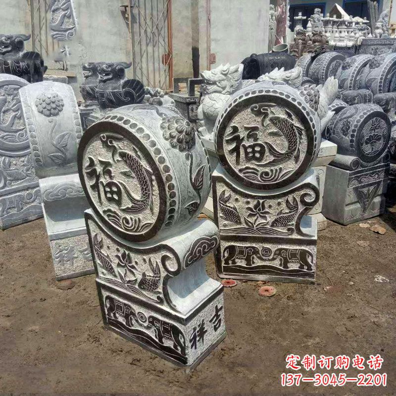 威海石雕貔貅抱鼓门墩雕塑