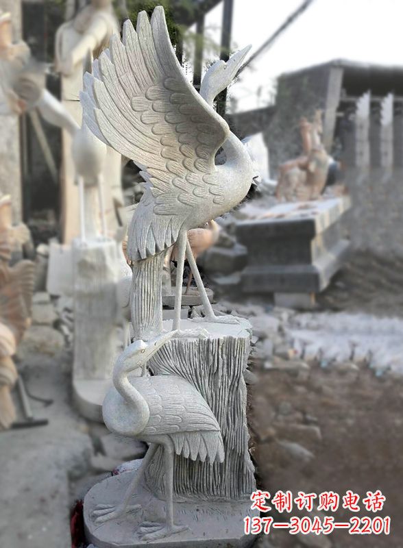 威海石雕仙鹤景观摆件