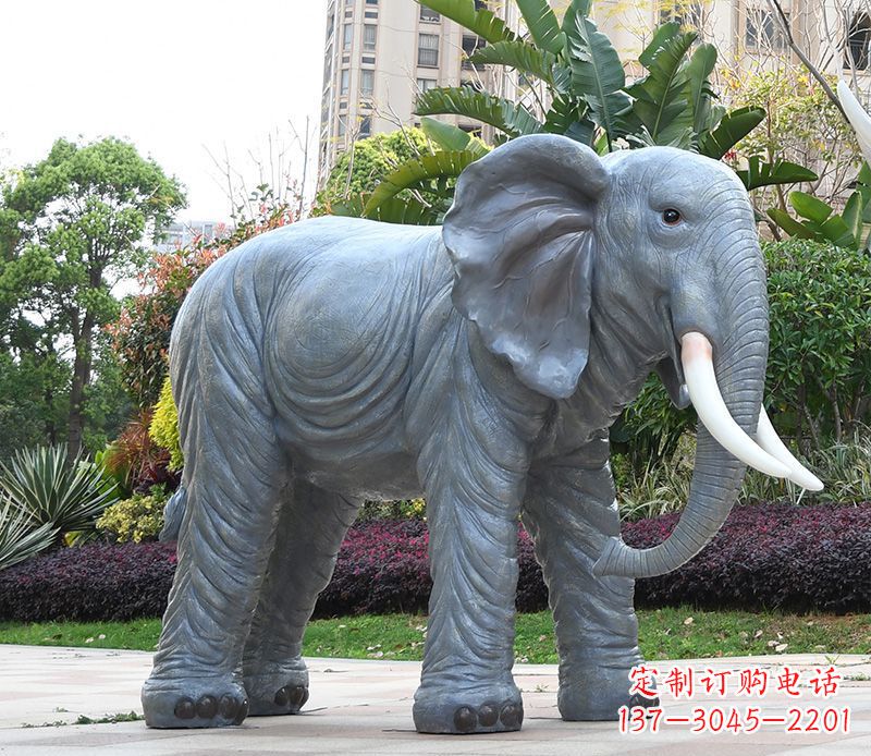 威海石雕小区动物大象