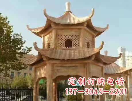 威海石雕小区景观双层凉亭