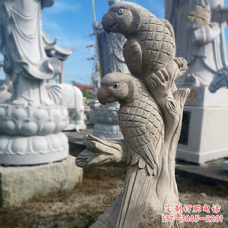 威海石雕鹦鹉景观雕塑摆件