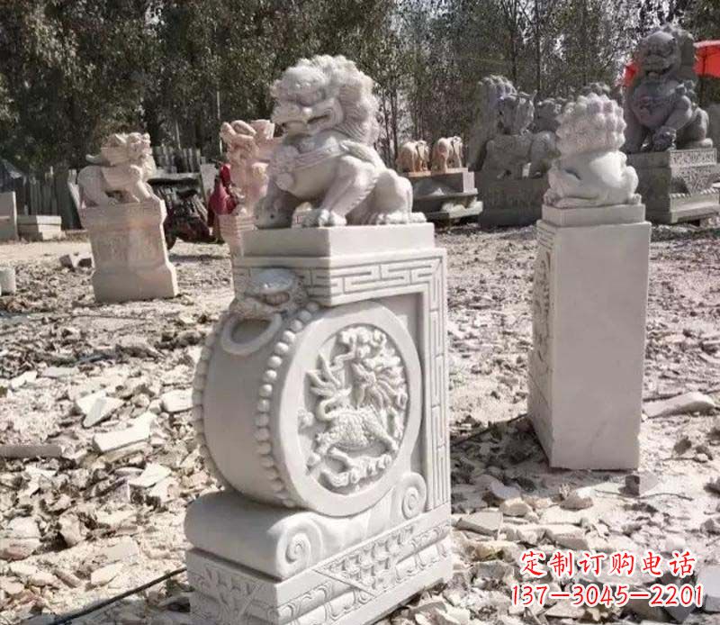 威海石雕园林狮子抱鼓石