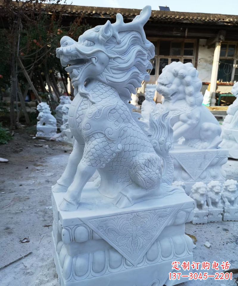 威海石雕镇宅麒麟动物雕塑