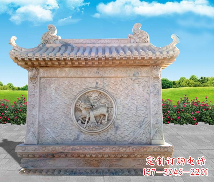 威海石浮雕麒麟庭院影壁