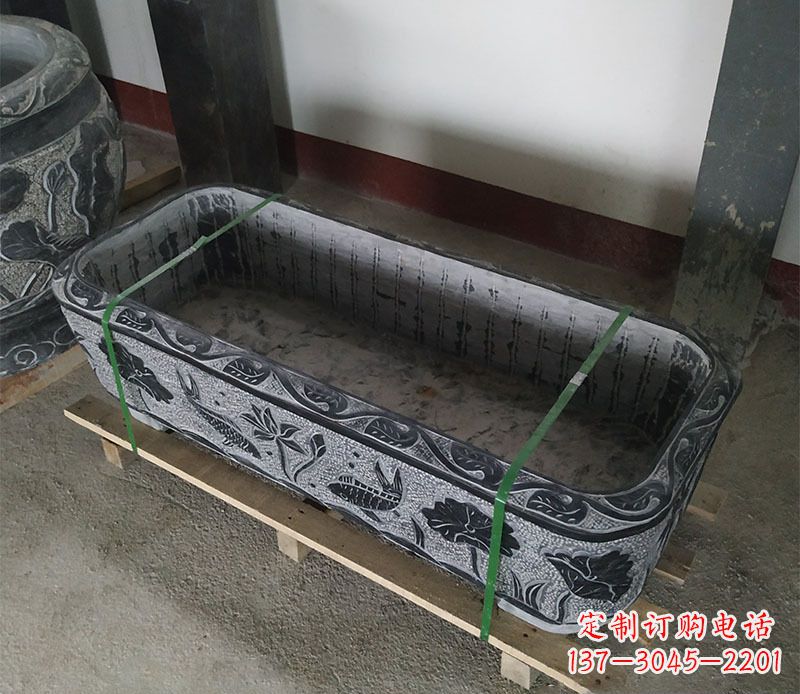 威海石浮雕鱼缸仿古鱼缸石雕