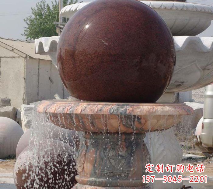 威海石来运转小型风水球喷泉石雕