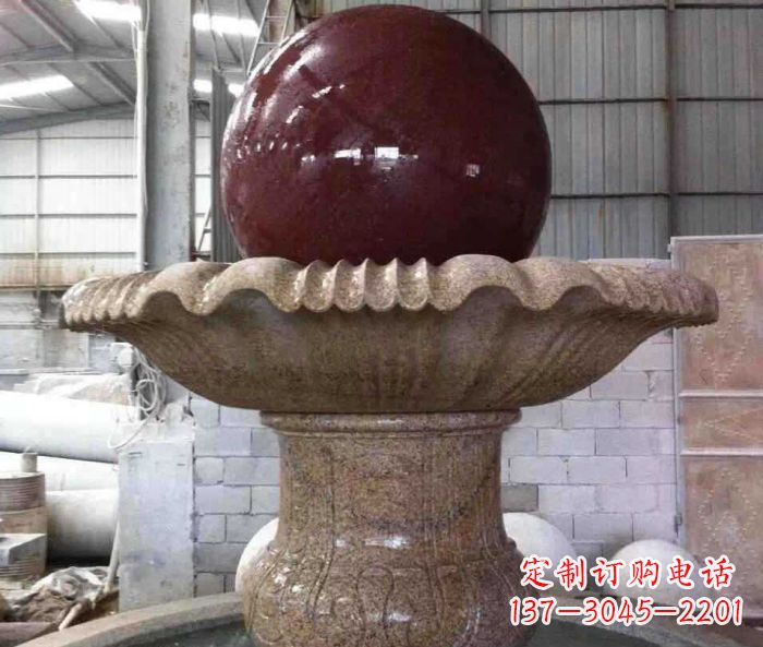 威海石来运转小型风水球喷泉石雕 (2)