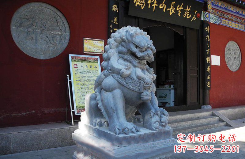 威海石狮子寺庙门口石雕