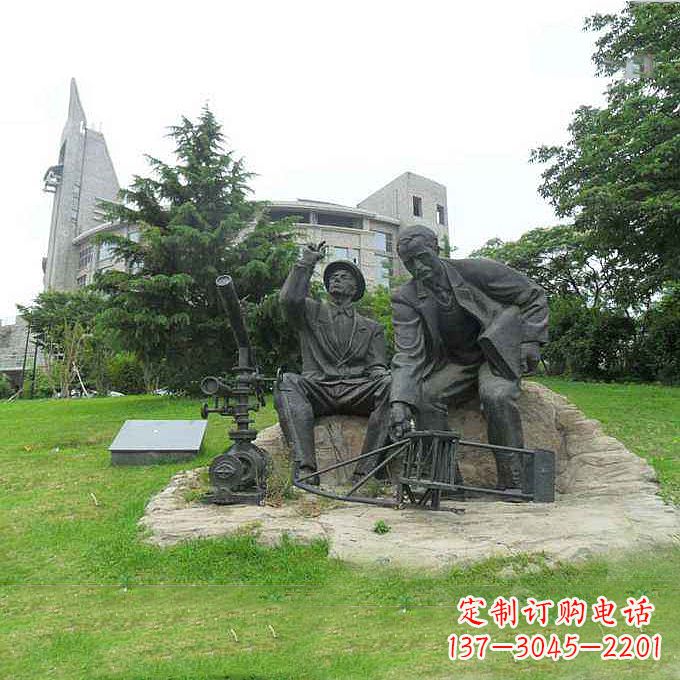 威海世界名人美国著名发明家莱特兄弟公园名人雕塑