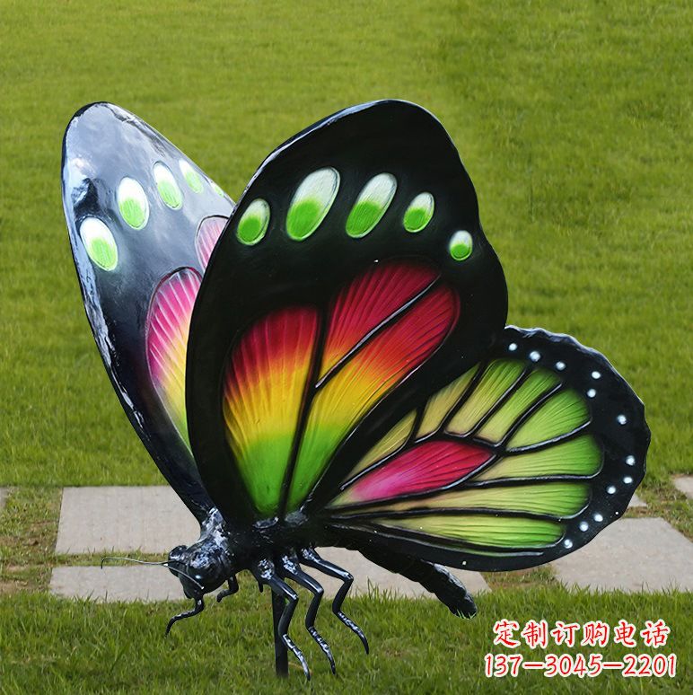 威海树脂仿真蝴蝶草坪动物昆虫雕塑