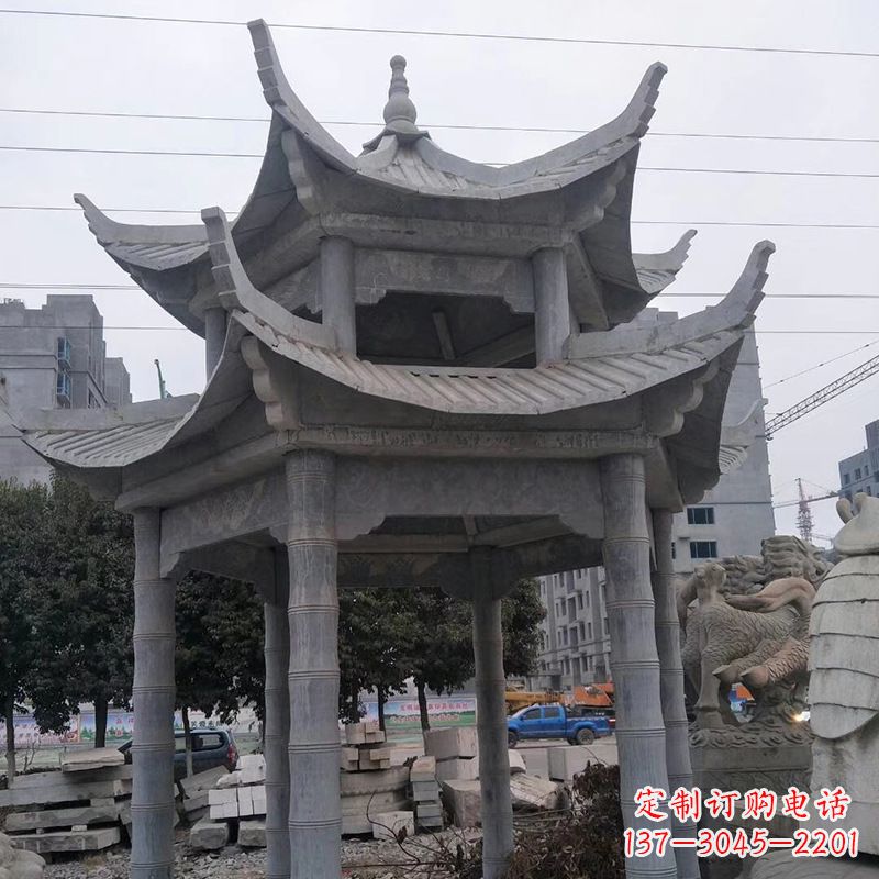 威海双层八角石雕凉亭
