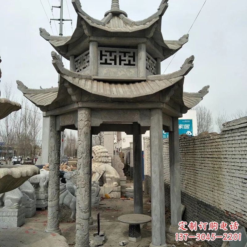 威海双层大理石凉亭雕塑